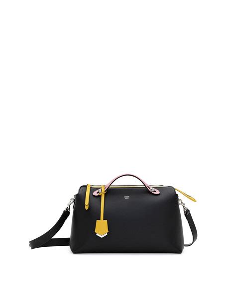 fendi by the way large leather satchel bag in black|authentic fendi tote.